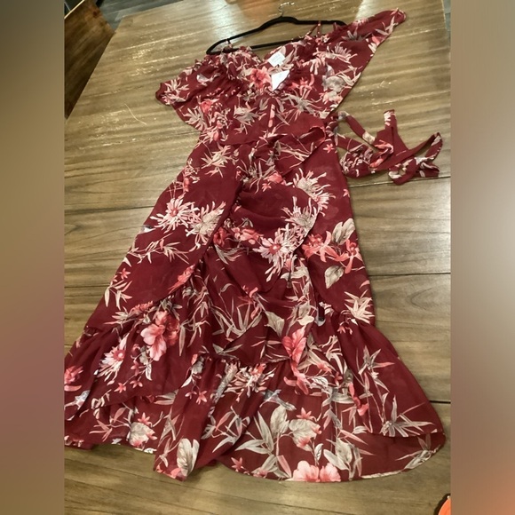 Misa Los Angeles Tayla floral ruffle cascade wrap midi maxi Dress NWT Revolve M - Picture 7 of 10